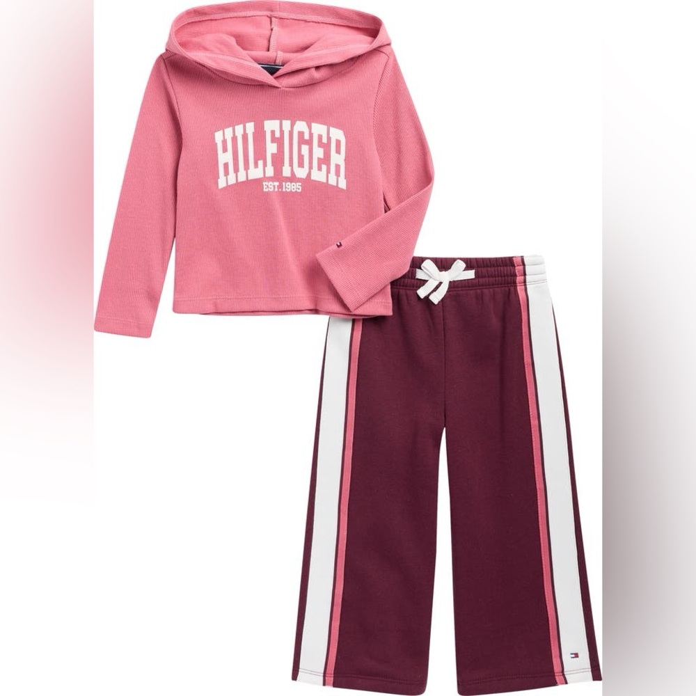 “SOLD” NWT Tommy Hilfiger Girl’s 2pc SET- Hoodie & Wide Leg Pants Set- Sz: 3T